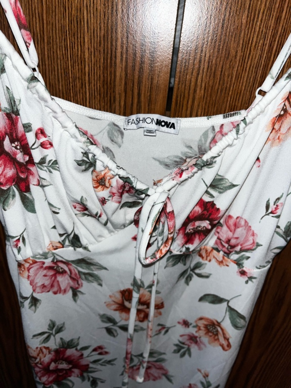 Fashion nova Floral Tie-Front White Midi Dress large - Picture 3 of 3